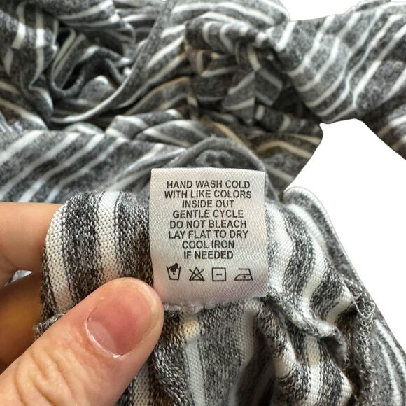 Tacera Women's Long Sleeve Sweater Dress Gray & White Striped Size‎ M - Picture 8 of 8